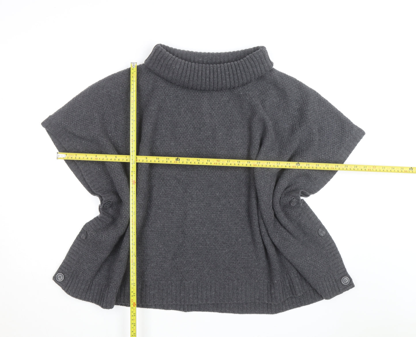 Seasalt Cornwall Women’s Grey Wool Roll Neck Cape Jumper Size S