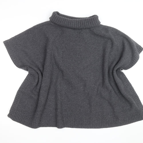 Seasalt Cornwall Women’s Grey Wool Roll Neck Cape Jumper Size S