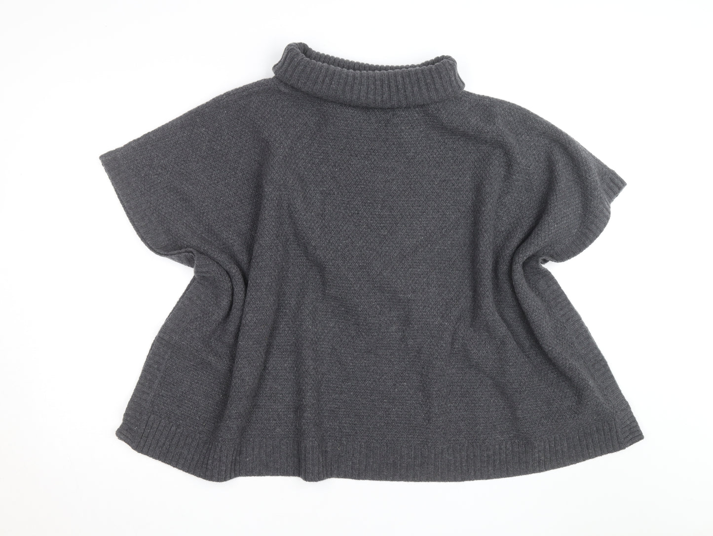 Seasalt Cornwall Women’s Grey Wool Roll Neck Cape Jumper Size S