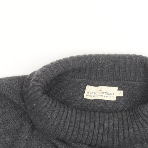 Seasalt Cornwall Women’s Grey Wool Roll Neck Cape Jumper Size S