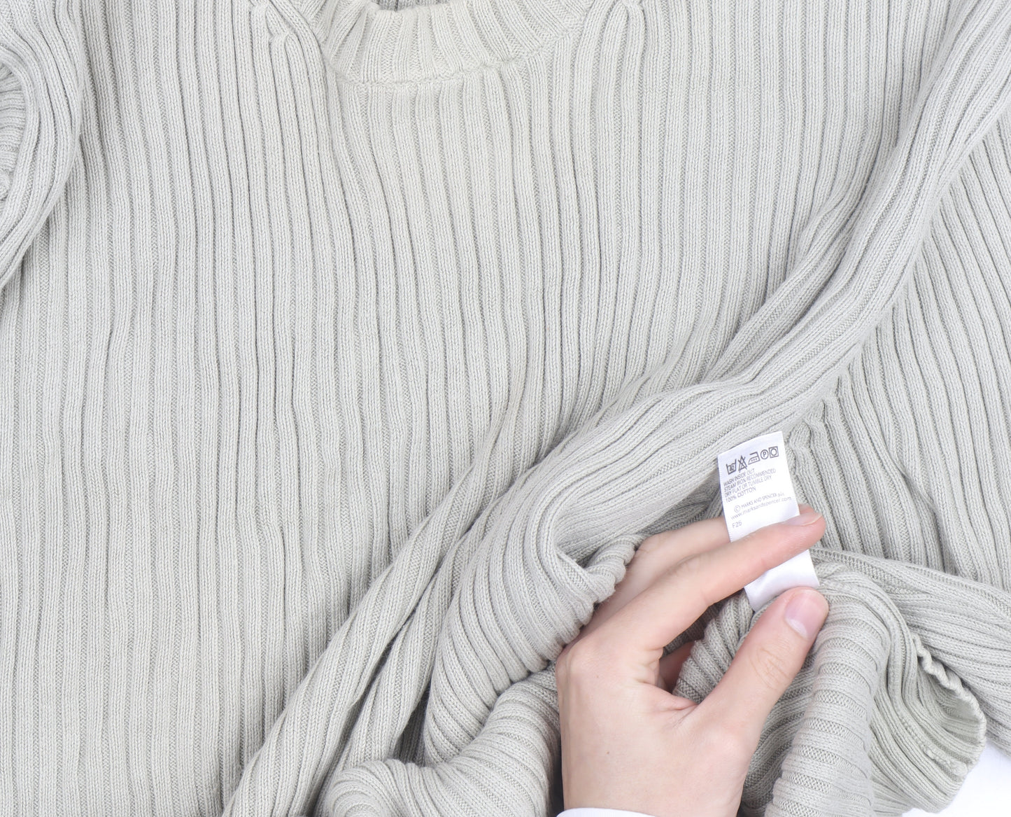 Marks and Spencer Blue Harbour Men’s Beige XL Cotton Chunky Knit Jumper