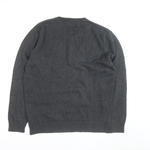 Maine New England Mens Grey Cotton V-Neck Jumper Size S