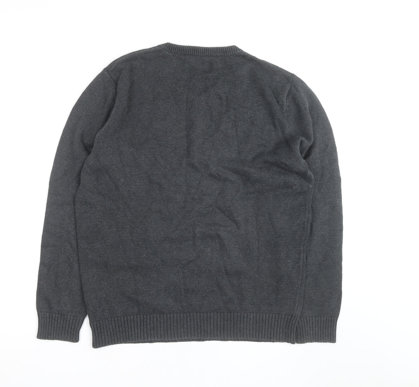 Maine New England Mens Grey Cotton V-Neck Jumper Size S