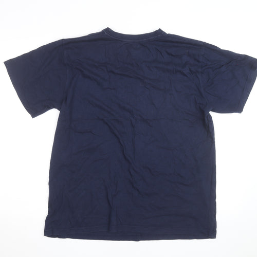 Splash Arts Mens Navy Switzerland Embroidered Cotton T-Shirt XL