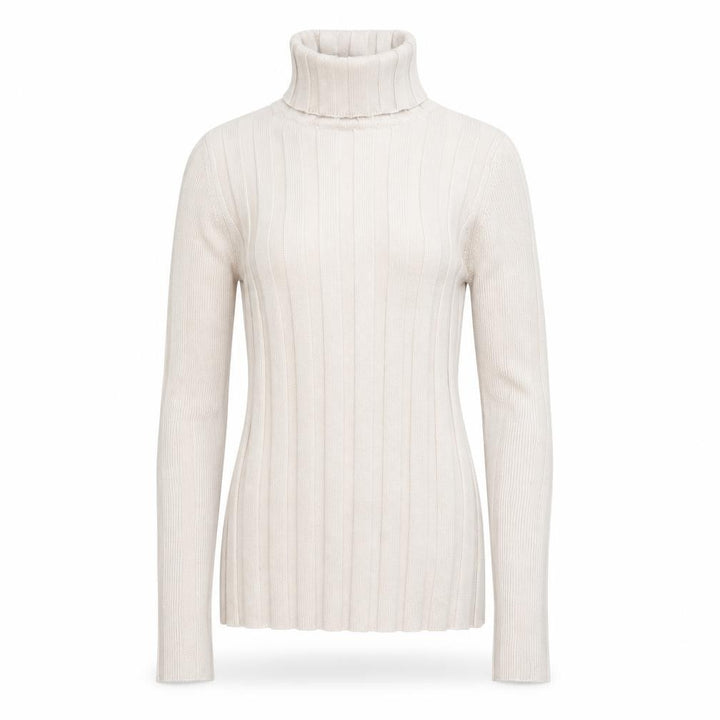 Topshop Women Beige Roll Neck Ribbed Slim Fit Jumper Size 8