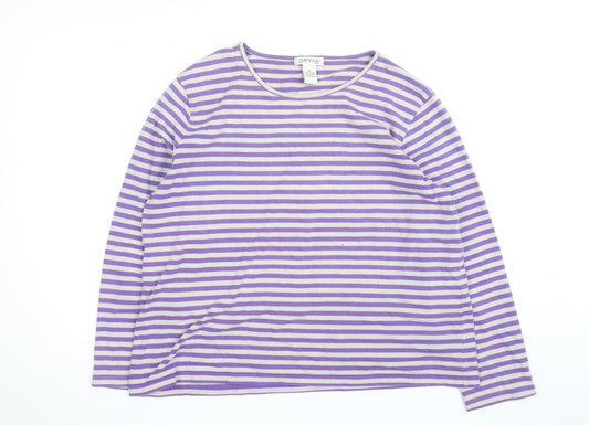 Orvis Women's Purple Striped Long Sleeve Cotton T-Shirt XL