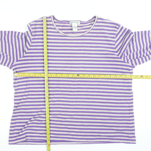 Orvis Women's Purple Striped Long Sleeve Cotton T-Shirt XL