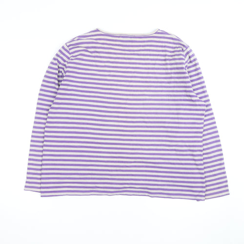 Orvis Women's Purple Striped Long Sleeve Cotton T-Shirt XL
