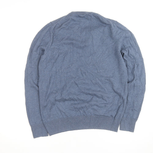 Marks and Spencer Men's Blue Cotton V-Neck Pullover Jumper M