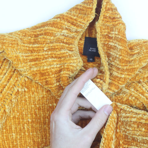 River Island Women’s Yellow Roll Neck Chunky Knit Jumper Size 10