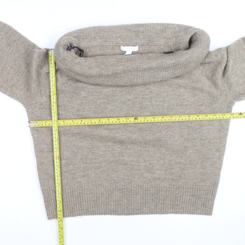 H&M Women Beige Cowl Neck Wool Blend Jumper Size S