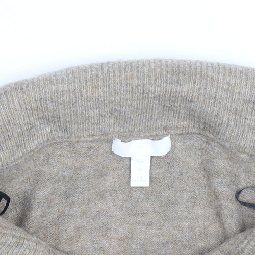 H&M Women Beige Cowl Neck Wool Blend Jumper Size S