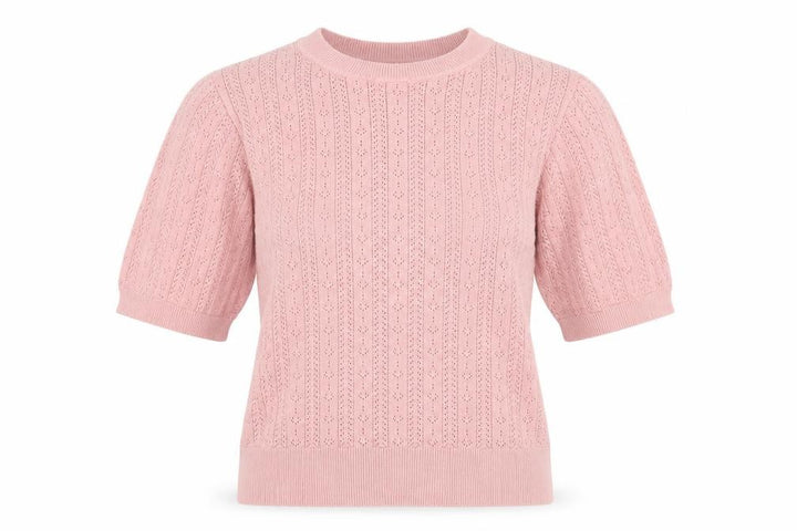 Oasis Women Pink Short Sleeve Cable-Knit Jumper Size M