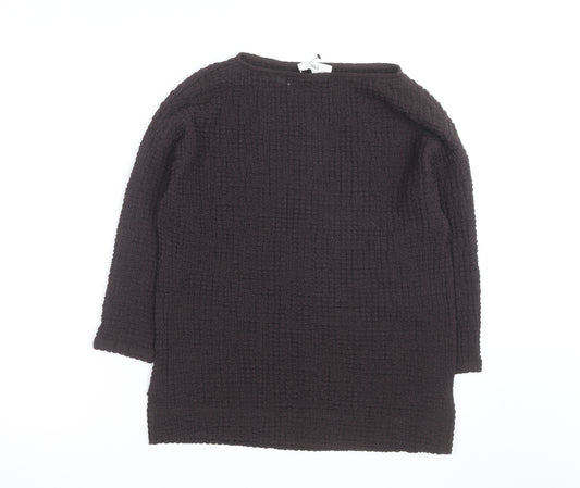 Marks and Spencer Women Brown Size 6 Boat Neck 3/4 Sleeve Jumper