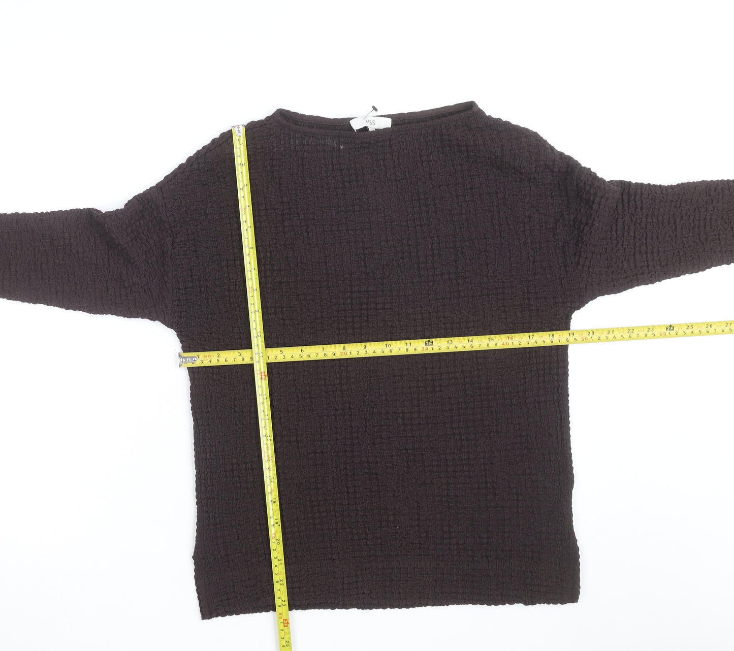 Marks and Spencer Women Brown Size 6 Boat Neck 3/4 Sleeve Jumper