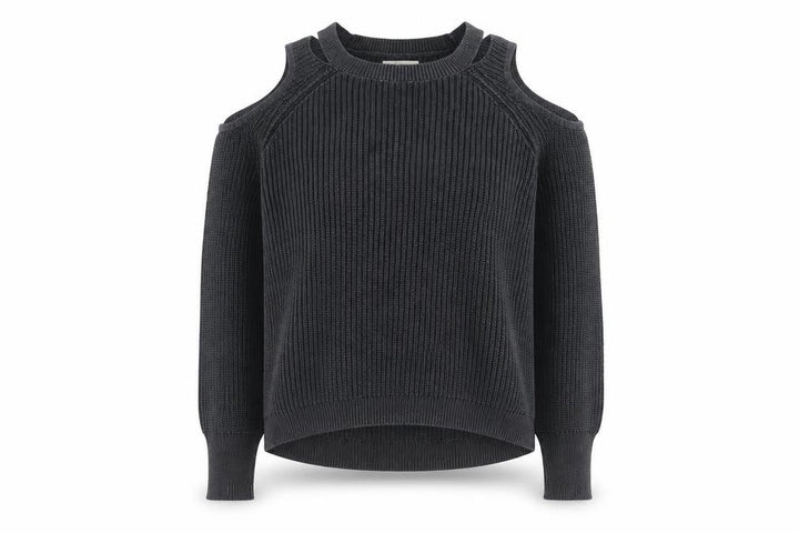 Hollister Women's Black Cold Shoulder Knit Jumper Size S