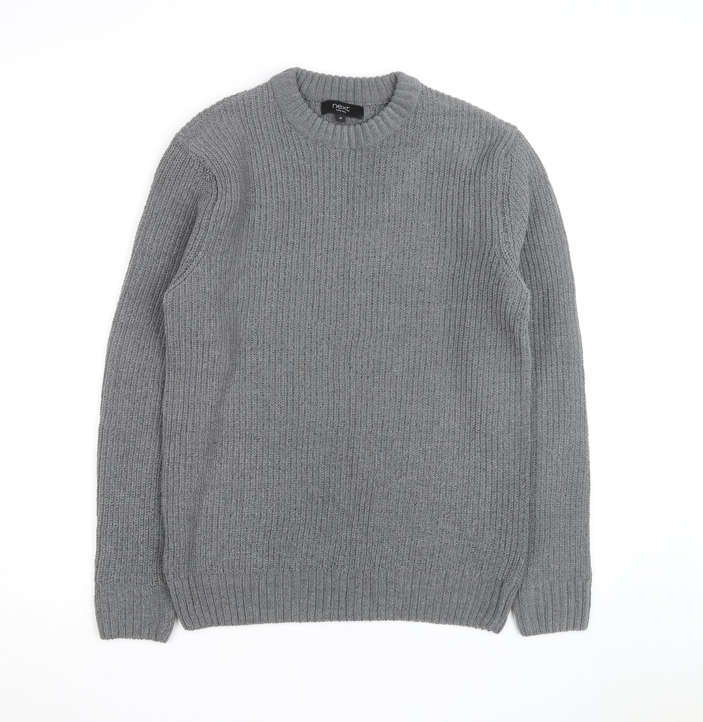 Next Men’s Grey Chunky Knit Crew Neck Wool Blend Pullover Jumper M