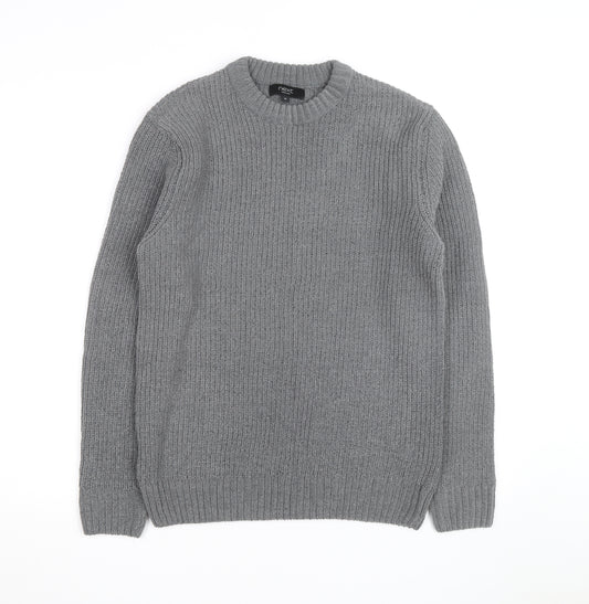 Next Men’s Grey Chunky Knit Crew Neck Wool Blend Pullover Jumper M