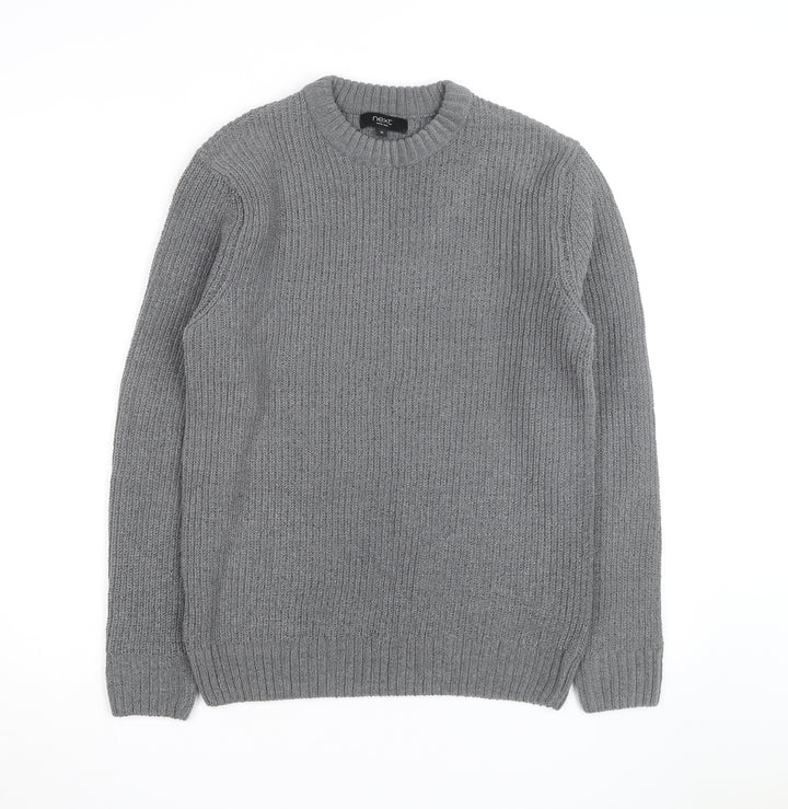 Next Men’s Grey Chunky Knit Crew Neck Wool Blend Pullover Jumper M