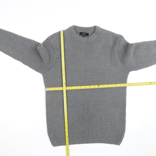 Next Men’s Grey Chunky Knit Crew Neck Wool Blend Pullover Jumper M