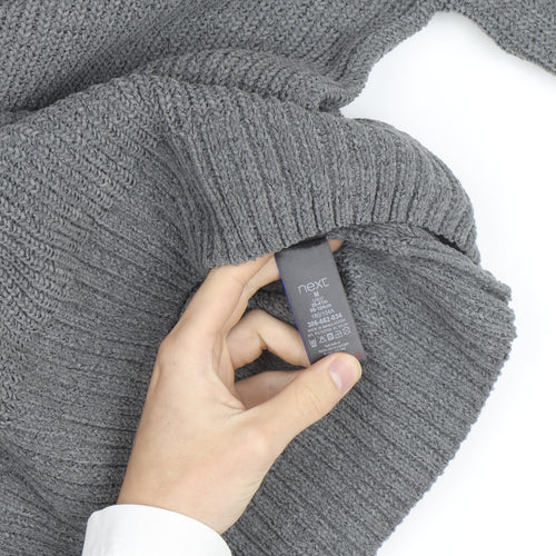 Next Men’s Grey Chunky Knit Crew Neck Wool Blend Pullover Jumper M