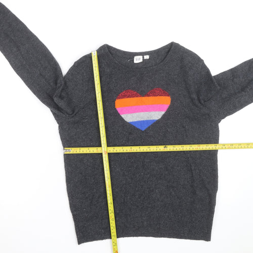 GAP Women’s Grey Wool Heart Pullover Jumper Size M