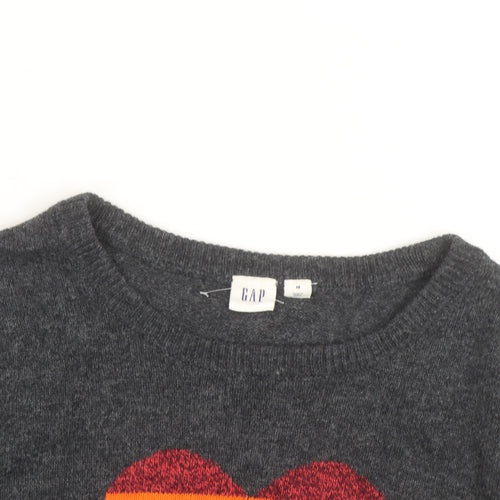 GAP Women’s Grey Wool Heart Pullover Jumper Size M