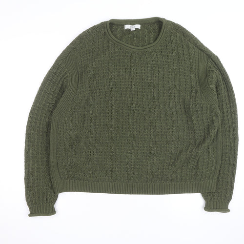 Marks and Spencer Men's Green Cotton Cable Knit Jumper Size L