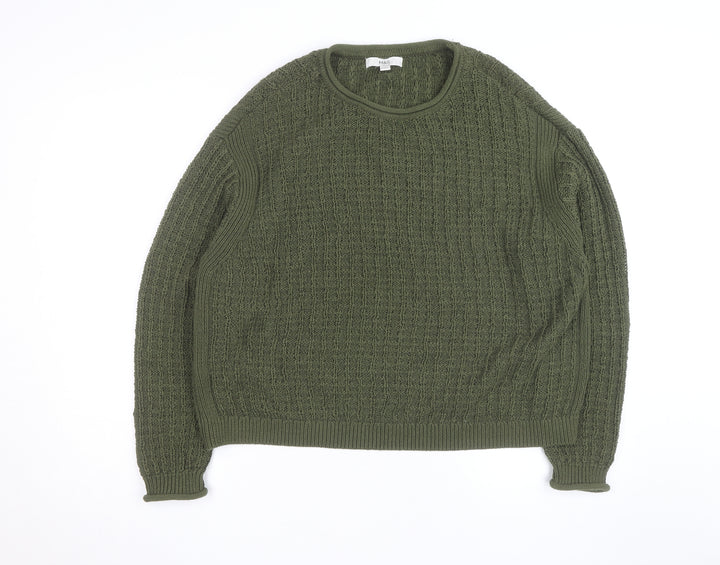 Marks and Spencer Men's Green Cotton Cable Knit Jumper Size L