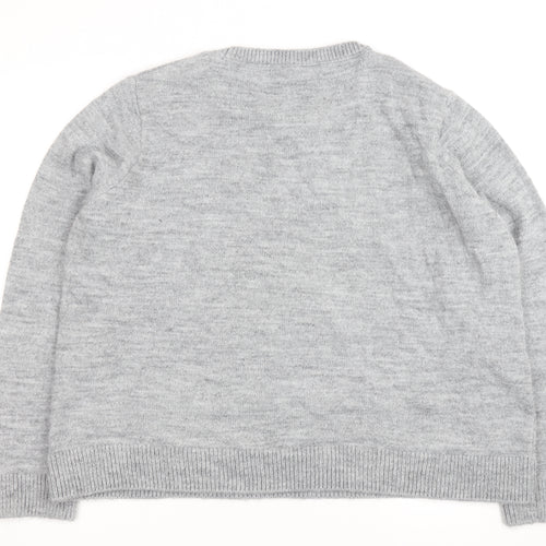 Marks and Spencer Women Grey Cat Sequin Wool Jumper XL