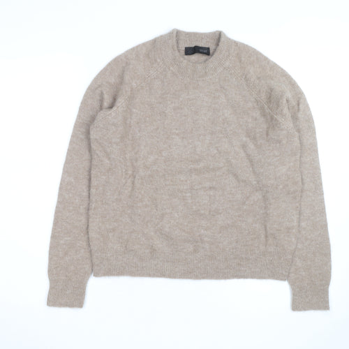 Zara Women Beige Wool Alpaca Crew Neck Jumper Size 8