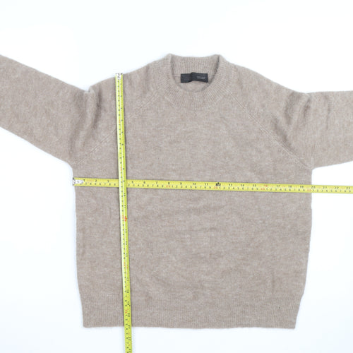Zara Women Beige Wool Alpaca Crew Neck Jumper Size 8