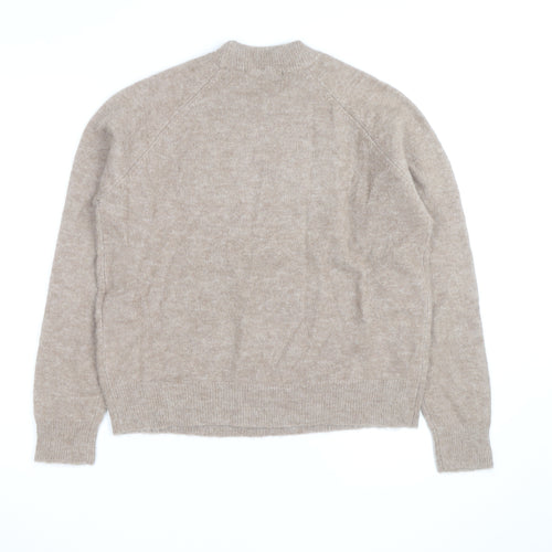 Zara Women Beige Wool Alpaca Crew Neck Jumper Size 8