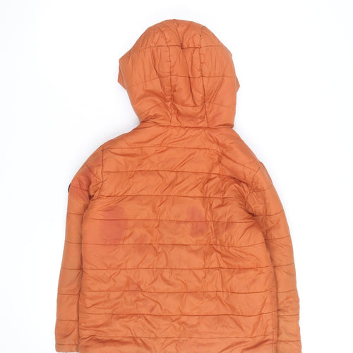 Michael Kors Women’s Orange Puffer Jacket Size 8 Hooded Zip Winter Coat