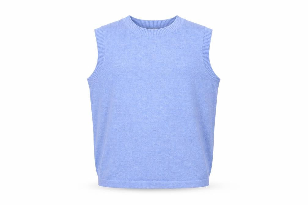 Marks and Spencer Men's Blue Sleeveless Cotton Cashmere Vest L