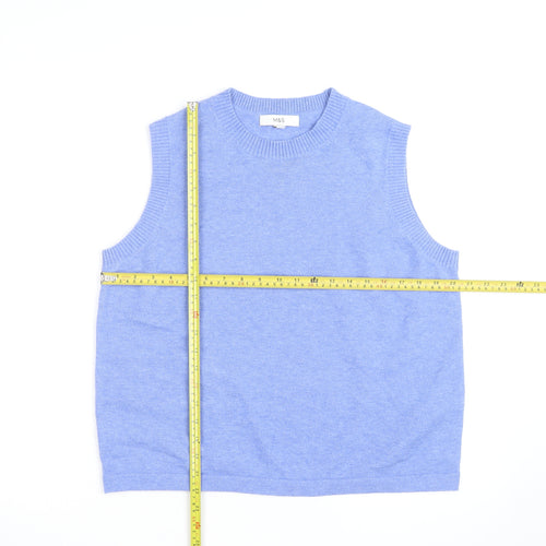 Marks and Spencer Men's Blue Sleeveless Cotton Cashmere Vest L