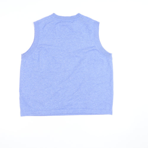 Marks and Spencer Men's Blue Sleeveless Cotton Cashmere Vest L