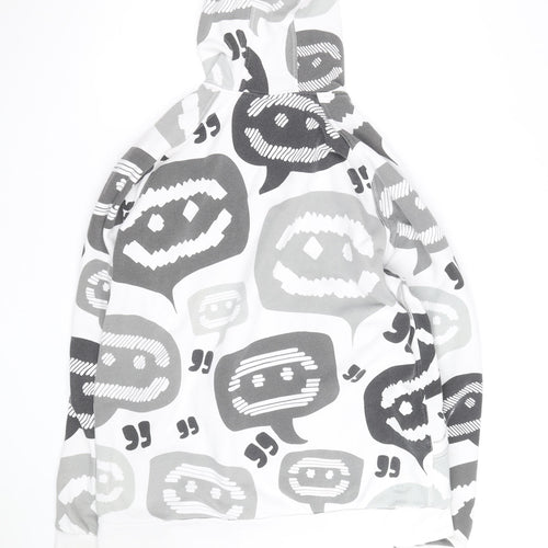 Adidas Mens White Graphic Print Pullover Hoodie Size M