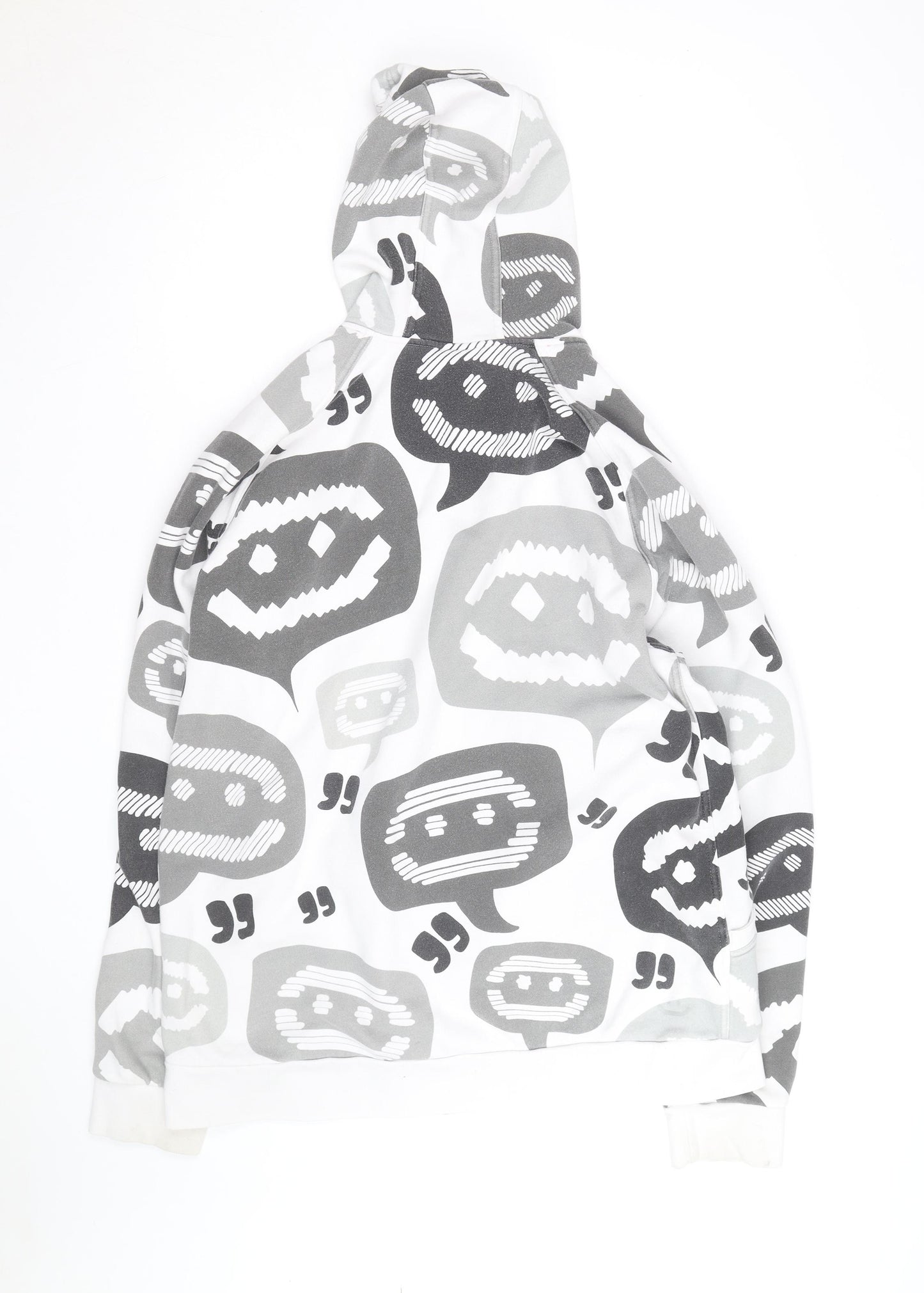 Adidas Mens White Graphic Print Pullover Hoodie Size M