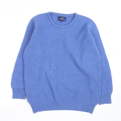 Peter Scott Men's Blue Cashmere Crew Neck Jumper Size L