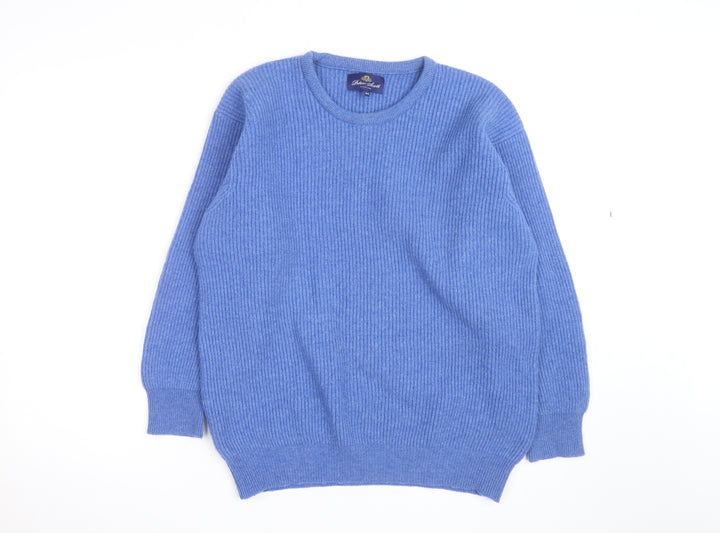 Peter Scott Men's Blue Cashmere Crew Neck Jumper Size L