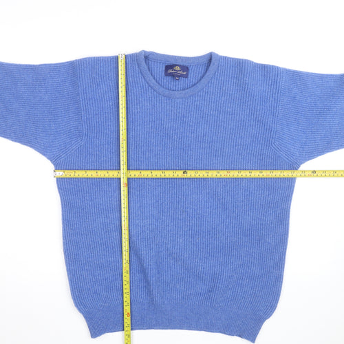 Peter Scott Men's Blue Cashmere Crew Neck Jumper Size L
