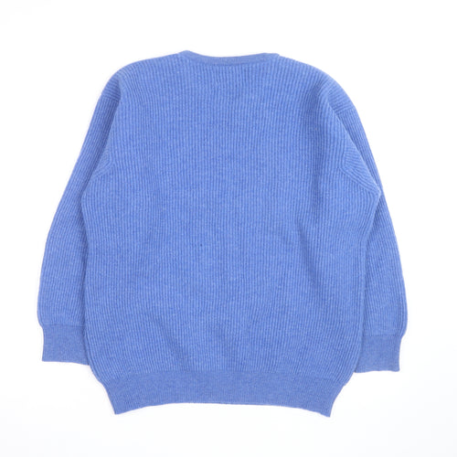 Peter Scott Men's Blue Cashmere Crew Neck Jumper Size L