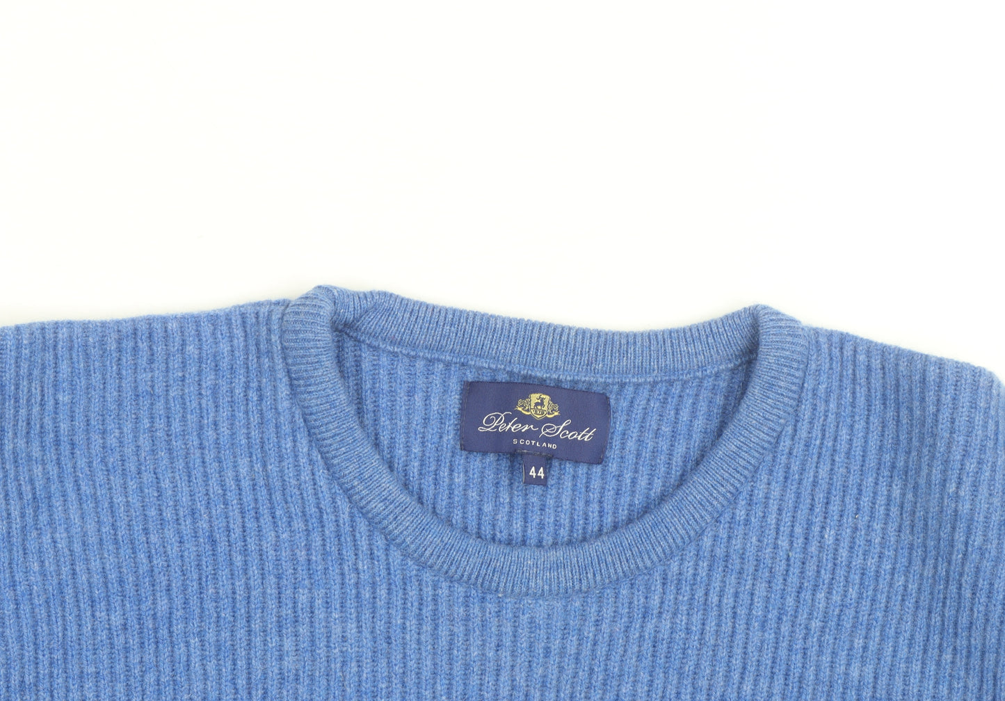 Peter Scott Men's Blue Cashmere Crew Neck Jumper Size L