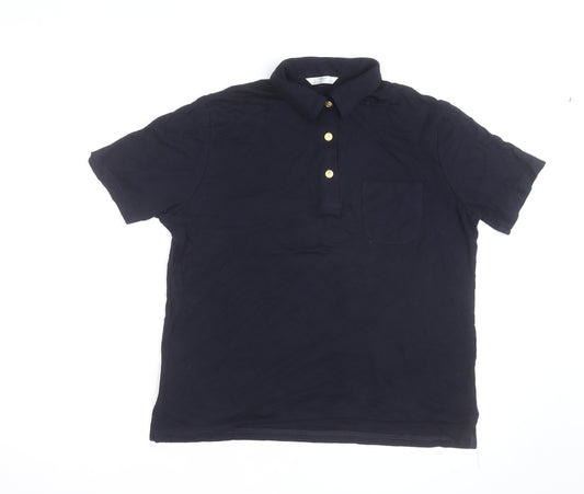 Marks and Spencer Women's Blue Polo Shirt Size 14 Viscose