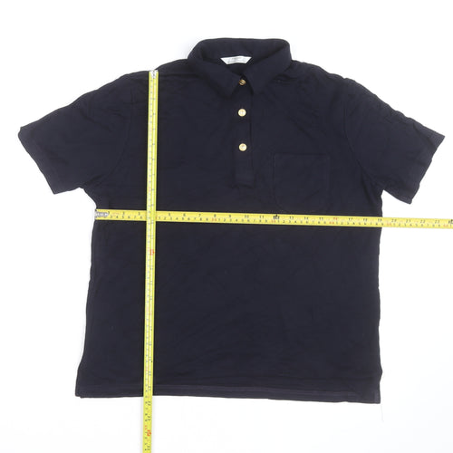 Marks and Spencer Women's Blue Polo Shirt Size 14 Viscose