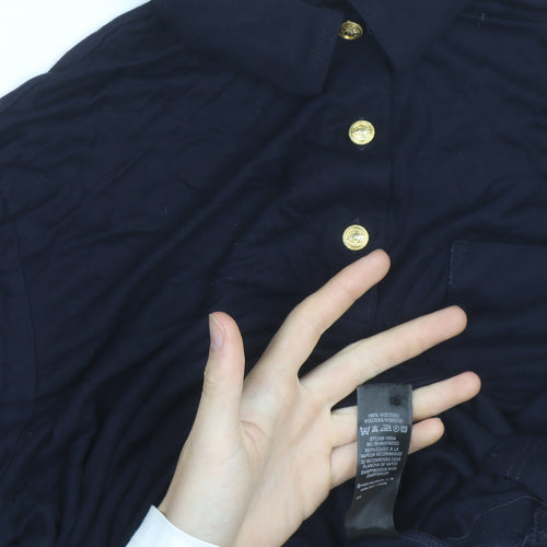Marks and Spencer Women's Blue Polo Shirt Size 14 Viscose