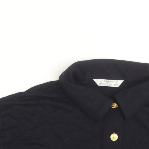 Marks and Spencer Women's Blue Polo Shirt Size 14 Viscose