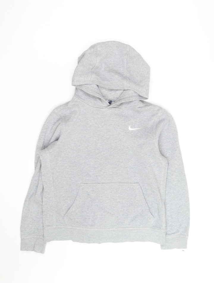 Nike Boys Grey Pullover Hoodie Size L Cotton Blend Hooded Sweatshirt