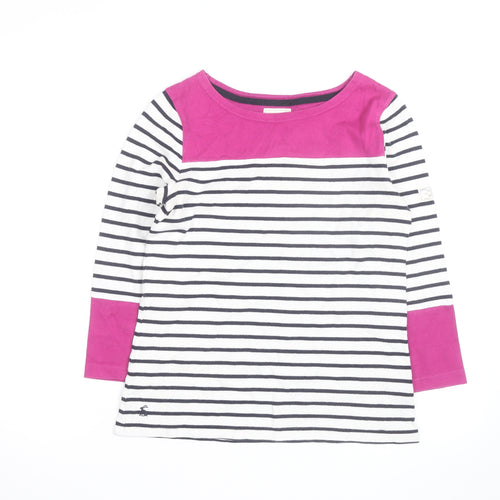 Joules Women’s Multicoloured Striped 3/4 Sleeve Cotton T-Shirt Size 10